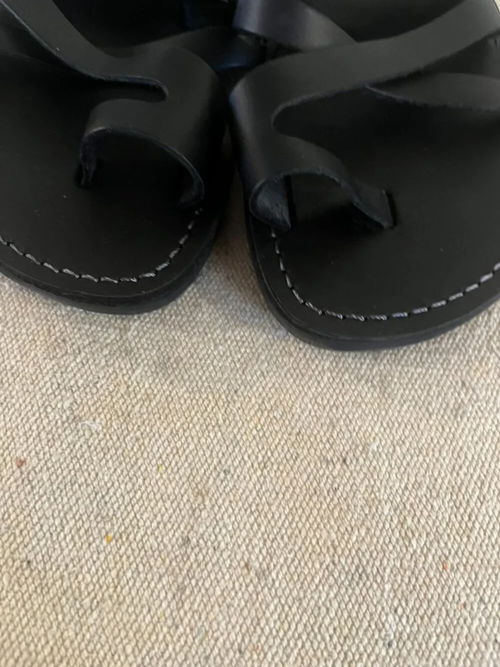 Jerusalem The Good Shepherd Men's Black Leather Jesus Sandals Sz 10